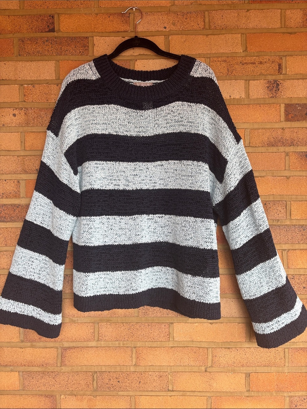 J. Crew NWT Montauk Pullover Crewneck Cotton Blend Sweater in Rugby Stripe L